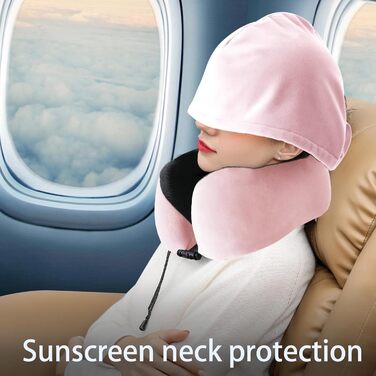 Подушка для шиї Memory Foam | Подушка для подорожей в літаку з 95% захистом від світла, регульованою підтримкою шиї, для подорожей, офісу та сну на боці (чистий порошок)