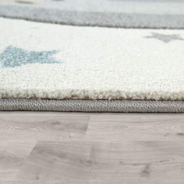 Paco Home Rug Children's Room Boy Girl Kids Rug Play Rug Short Pile 3D Optics Mountains Stars Clouds Animals Cream Gray Blue Yellow, Size: 160x230 cm 160 x 230 cm (Rectangular) Cream