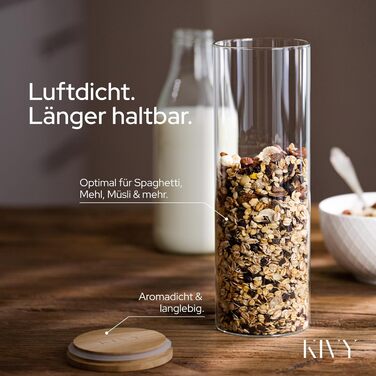 Скляні контейнери для зберігання KIVY з кришкою, 2 шт. по 1800 мл (бамбук)