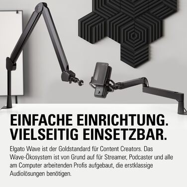 Elgato Wave:3 - Професійний USB-конденсаторний мікрофон для стрімінгу, подкастів, геймінгу та home office, безкоштовне програмне забезпечення для мікшування, плагіни звукових ефектів, захист від спотворень, Plug & Play, для Mac - PC мікрофон