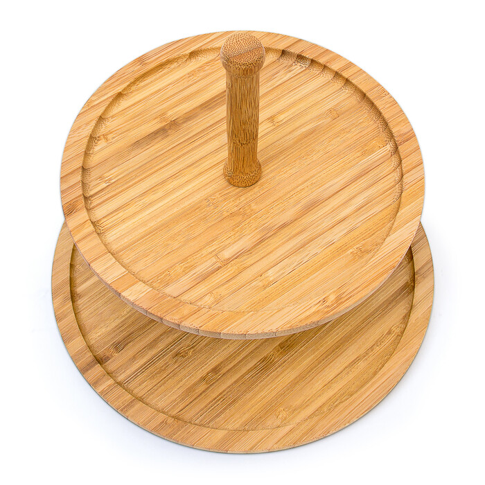Relaxdays Bamboo Shelf with 2 Bowls