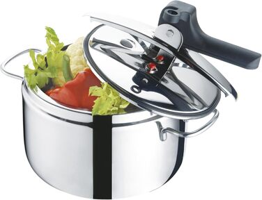 Barazzoni Pressure Cooker, Model, ø22cm, 5lt Capacity, Quick Cooker Model Basic, Ø 22 cm, 5 l Capacity, Induction, Made in Italy, Stainless Steel, Silver Single