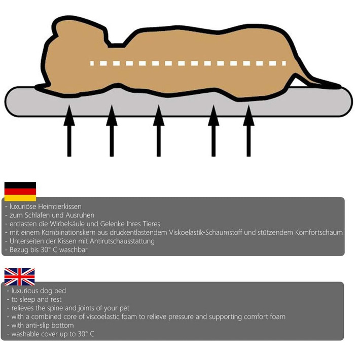 Ортопедична лежанка для собак Diluma Benji - лежанка для тварин з знімним чохлом - лежанка для собак Беж - 100 x 65 x 10 см (L, S 72 x 50 x 8 см)