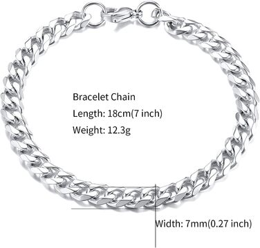 Чоловічий браслет TempBeau на руку: 4/5 шт. з нержавіючої сталі, 19/21 см, ланцюжок-панцир, стильний аксесуар для чоловіків, подарунок для тата/друга