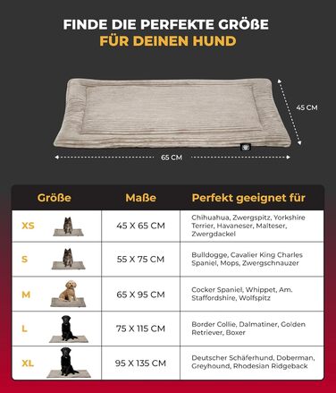 Килимок для собак HS-Hundebett® з флісової тканини, XS (45x65 см) – двосторонній, миючий – м'який, затишний – бежевий, Made in Germany 3977
