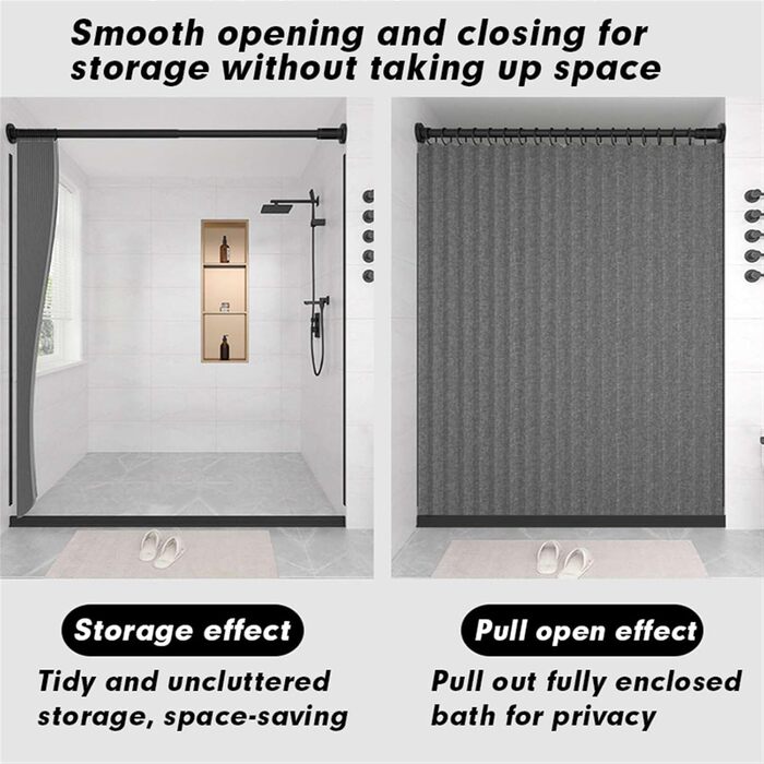 Водонепроникний душовий завіс з льону, антимольний, сірий 100x200 см з гачками