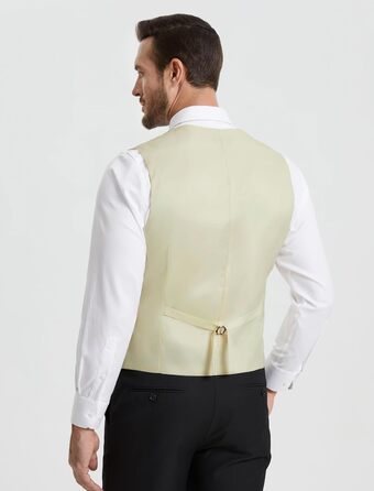 Костюмний жилет чоловічий HISDERN: елегантний, slim fit, для весілля та офіційних заходів, 3 ґудзики, кишені, S-4XL, бежевий XL