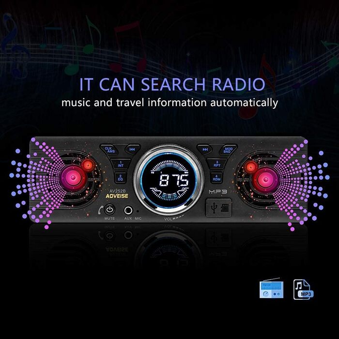 Автомобільна магнітола BOOMBOOST AV252 12В з Bluetooth, MP3, SD-карткою та вбудованими динаміками