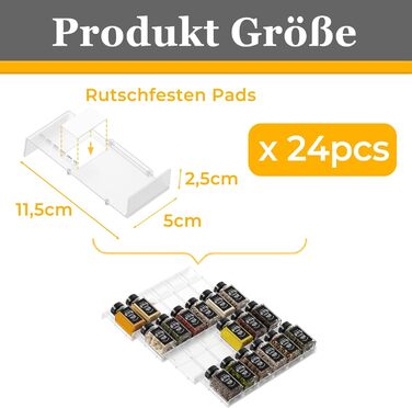 Організатор для спецій Famhap, 24 шт. - полиці для спецій у шухляду, кухонний органайзер, підставка для баночок, прозора підставка