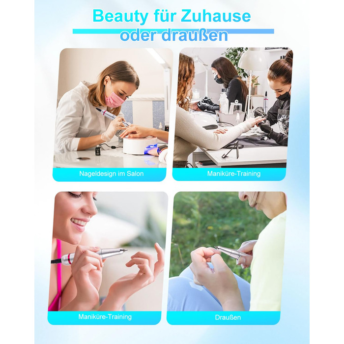 Електрична машинка для манікюру та педикюру CozyZen Professional: 45000 об/хв, LCD-дисплей, керування рукою/ногою, тиха робота, для акрилу та гелю, білий