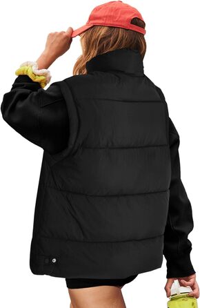 Жіноча велика пухова жилетка SenSeryse, стегана, з блискавкою, об'ємні куртки, верхній одяг з кишенями, чорна