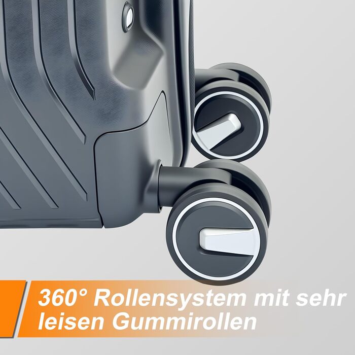 Чемодан Ribelli Handgepäck, 70L, з жорстким корпусом, на 4 колесах, з TSA-замком, телескопічний ручка, L-XL-XXL комплект (03201-чорний, L (50л))