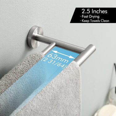 Тримач для рушників KES, подвійний, з нержавіючої сталі SUS304, 60 см, настінний, A2001S60