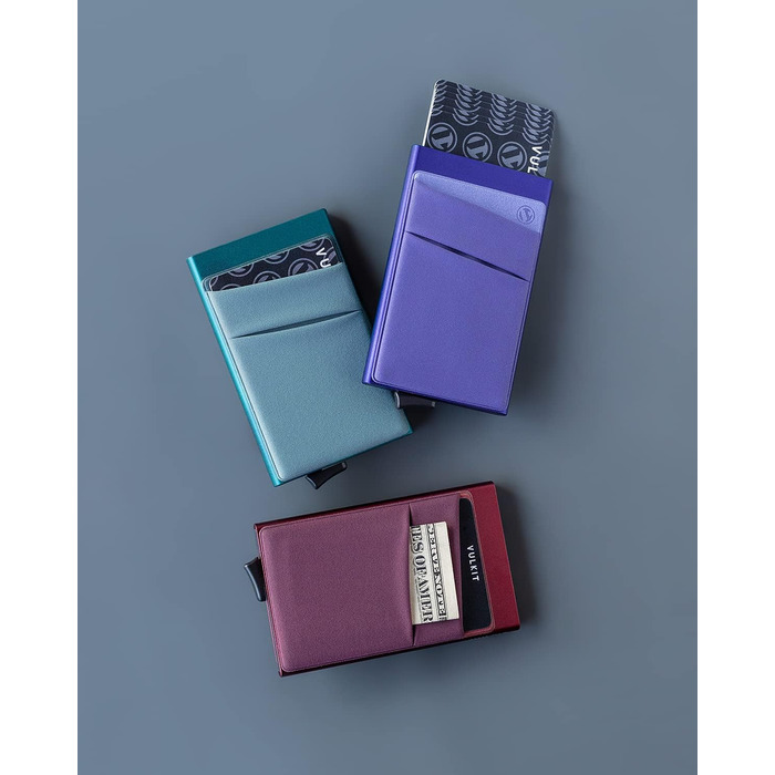 Чоловіче картхолдер VULKIT з RFID NFC захистом та відділенням для грошей - компактний картхолдер для 5-7 карток та банкнот (вишневий)