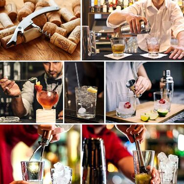 Набір шейкер для коктейлів, нержавіюча сталь, 20 предметів. Професійний набір для приготування коктейлів, 750 мл. Ідеальний подарунок для барменів та любителів коктейлів. Набір для домашнього бару та вечірок.