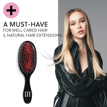Щітка для накладних волосся | Професійна щітка для догляду за накладними волоссям, перуками та тупеями | Натуральна щетина кабана та нейлонові щетинки | Ідеально підходить для розплутування та догляду за волоссям