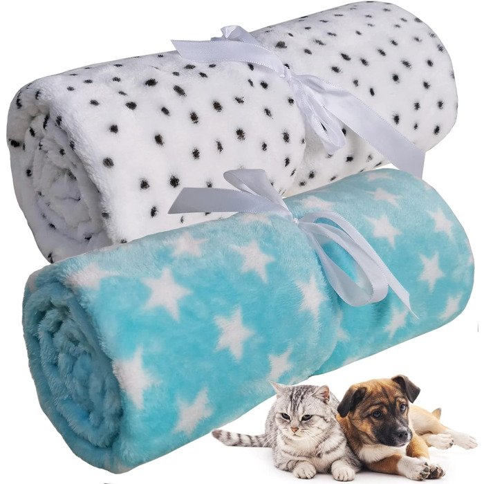 М'яка ковдра для собак та котів LeerKing: двошарова флісова ковдра 100 x 150 см (блакитний+білий)