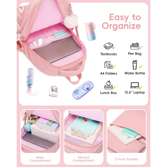 Стильний рюкзак для підлітка Tanou з набором канцтоварів: пенал, сумочка на плече, відділення для ноутбука 15.6