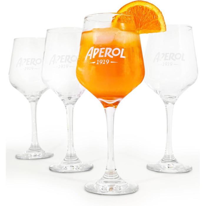 Набір келихів Maxito Original Aperol Spritz, 4 шт. | Сучасний дизайн | Ідеальний подарунковий набір Aperol Spritz | Келихи для коктейлів