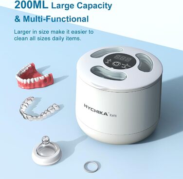 Ультразвуковий очищувач для кап, з УФ-стерилізацією 45 кГц, 4 режими - для кап, брекетів, елайнерів (білий)