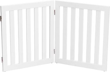 Захисний бар'єр для собак COSTWAY 60см, дерев'яне огорожа, дитяче ворота, розкладні, для сходи, білий (2 панелі)