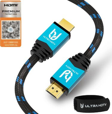 HDMI 2.0b кабель 4K 2 метри для домашнього кіно та геймінгу | Підтримка 4K@60Hz, HDR10+, Dolby Vision, ARC | Сумісний з PS5, Xbox Series X, UHD TV, Blu-Ray Player | Синій