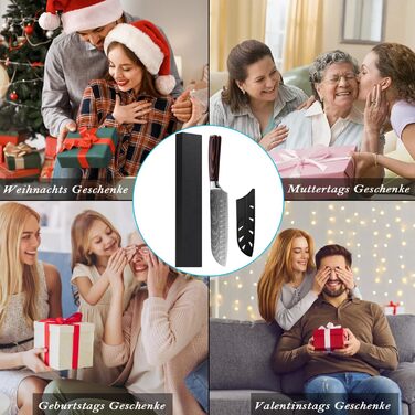 Набір кухонних ножів Camkum 3 шт: кухонний, Nakiri, ніж для фруктів. З нержавіючої сталі EN1.4116, подарункова упаковка