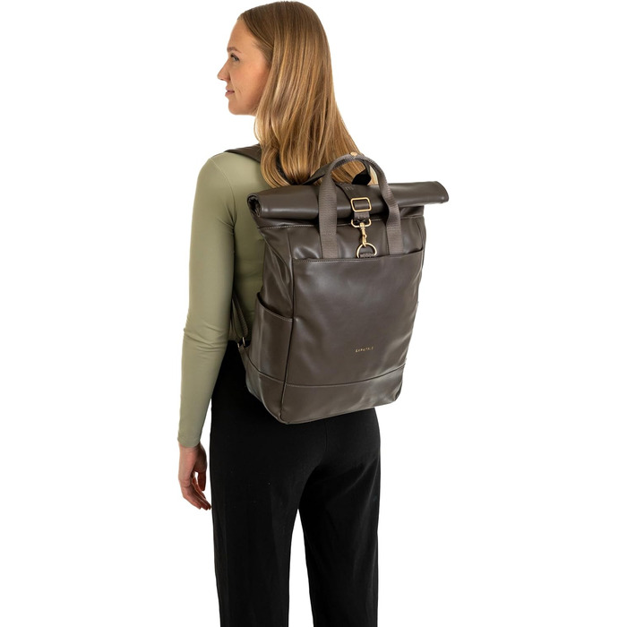 Жіночий рюкзак Expatrié Adele Rolltop: елегантний рюкзак для міста, університету, роботи (сірий, коричневий)