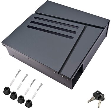 Поштовий ящик Verda з газетницею, нержавіюча сталь, антрацит, 37x37x11 см - сучасний вуличний поштовий ящик з ключем та оглядовим вікном