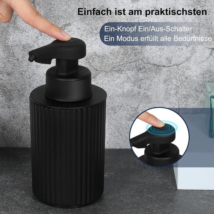 Phneems Automatic Soap Dispenser - Electric Automatic Soap Dispenser with Sensor - No Touch Sensor - Automatic Soap Dispenser for Bathroom, Kitchen, Office - USB - Black
