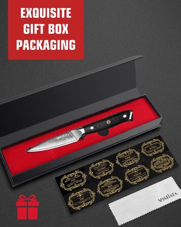 Набір кухонних ножів MOSFiATA Damast - 5 предметів з VG10 сталі. Включає: ніж кухарський, сантаку, для хліба, універсальний та для фруктів. Преміум якість, подарункова коробка.