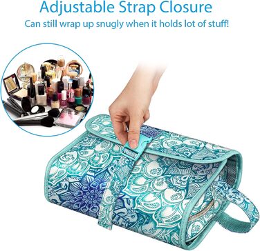 Fintie Косметичка-органайзер для подорожей, велика водонепроникна сумка для макіяжу, блакитного кольору, для жінок та дівчат
