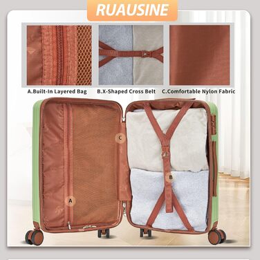 Чохол-валіза на колесах 20 дюймів з TSA-замком (сріблястий, зелений)