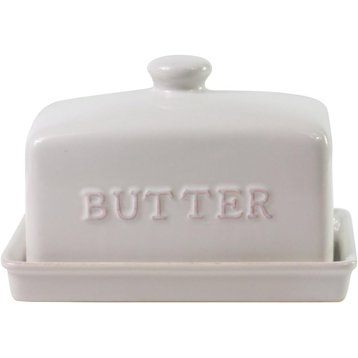 Traditional Ceramic Butter Dish, Classic White, 2-Piece Set, Pattern