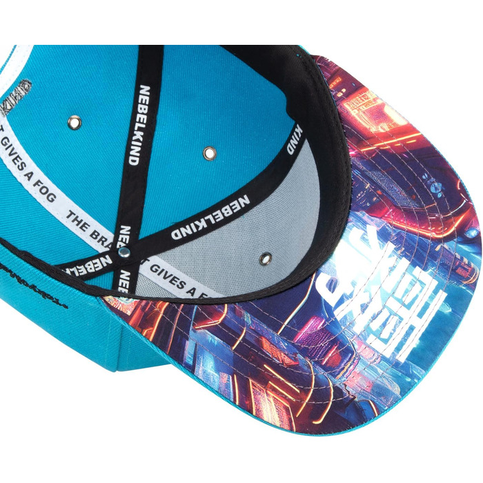 Кепка Nebelkind Snapback Cyberpunk з прямим козирком, унісекс, електрично-блакитний колір