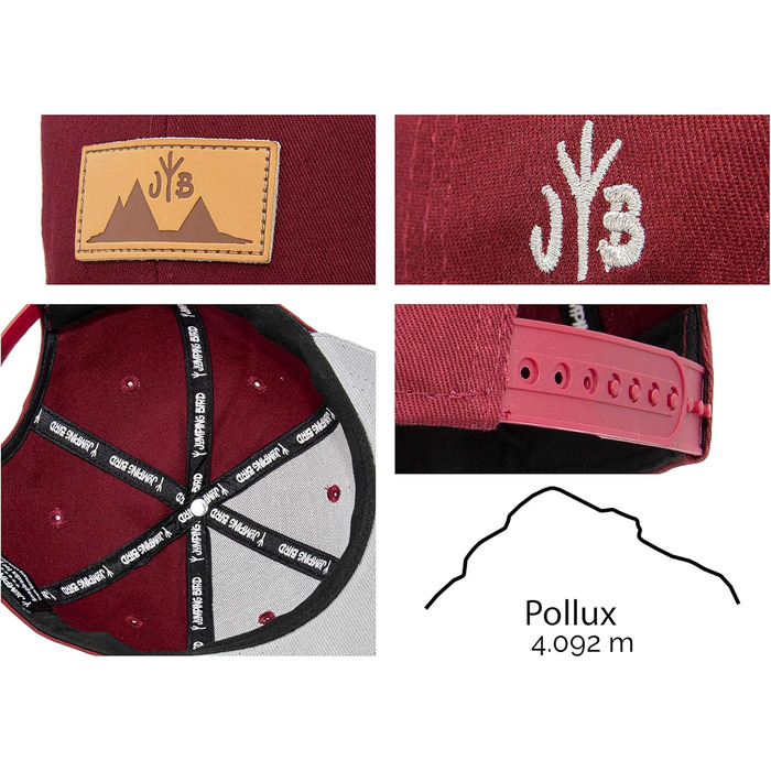 Кепка бейсболка Jumping Bird • Зручна, регульована, легко миється • Бордовий колір