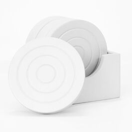 Colorful wooden drink coasters, set of 6 for glasses, table protector for all table types, gift set for all occasions, (White/Opulent Garden, Coasters (With Holder))