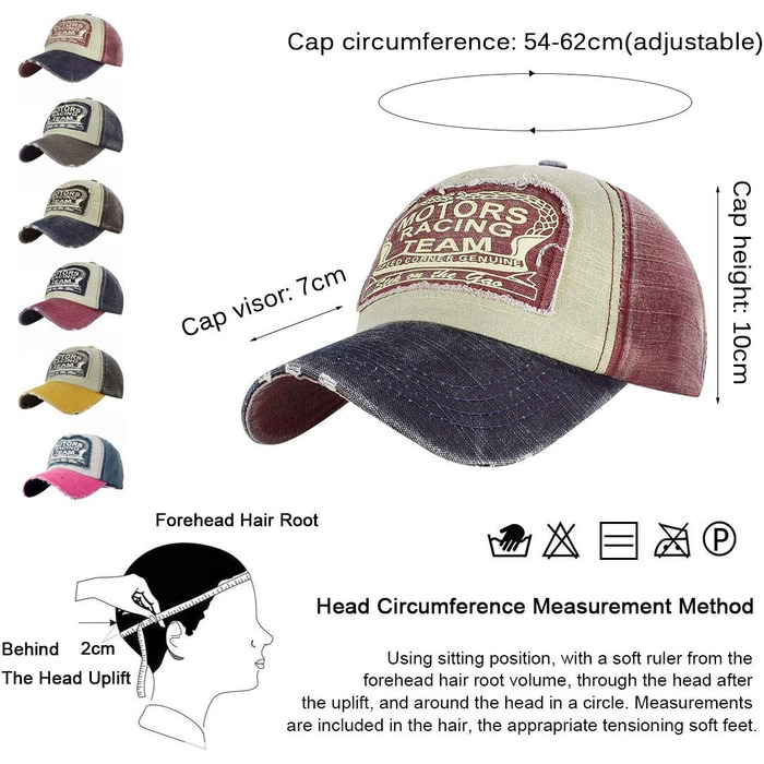 Кепка бейсболка Tuopuda Retro Vintage з регулюванням, унісекс, для мотоциклів, водіння, літня, морського кольору та червона