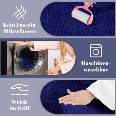 SOANNY Bath Mat Set - 2 Pack Microfiber Bathroom Rugs - Non-Slip & Water Absorbent - 53x86 cm & 50x50 cm - Blue