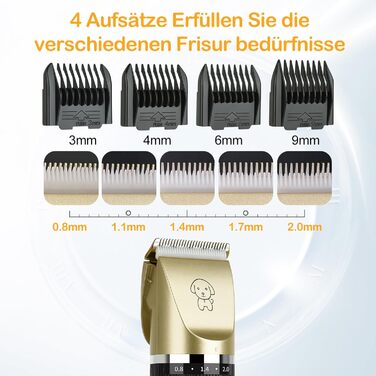 Професійна машинка для стрижки собак Leise, IPX7, бездротова, для довгої та густої шерсті, чорна