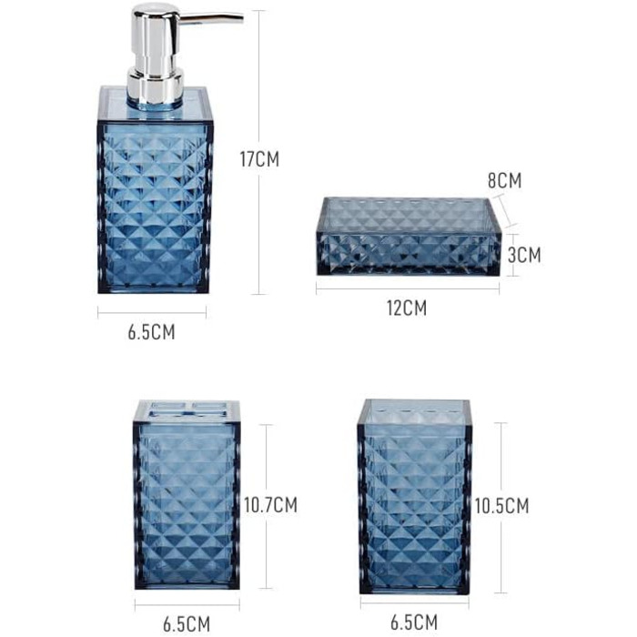 Набір аксесуарів для ванної кімнати блакитного кольору (4 шт.), багатофункціональний органайзер для раковини, пластиковий набір, тримач для зубних щіток, мильниця-дозатор, мильниця для подарунку