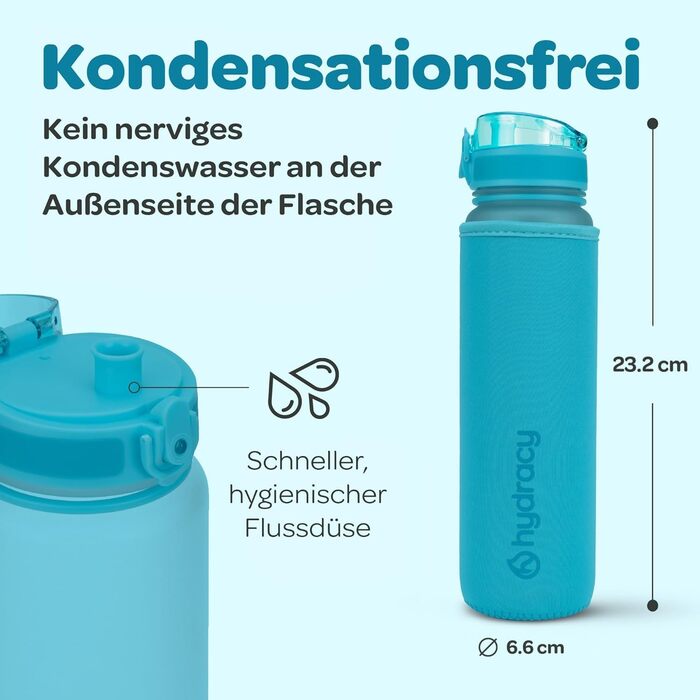 Пляшка для води Hydracy з фруктовою вставкою 500 мл, блакитна - спортивна, без BPA, з таймером та захистом від протікання