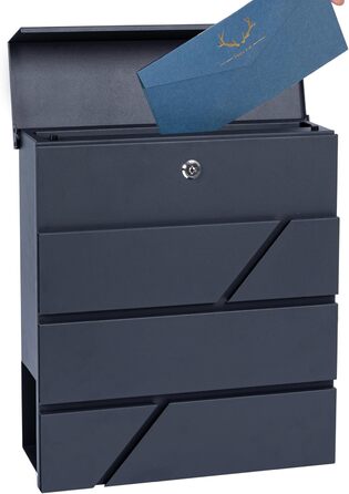 Поштова скринька Zelsius з газетницею, антрацит RAL 7016, з плавним закриттям | Настінна або стійкова установка