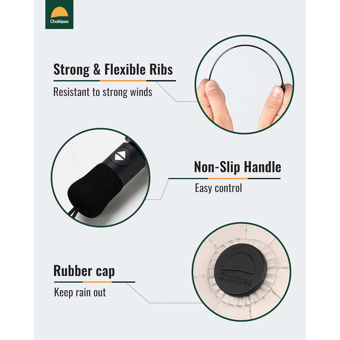 Чакіпі - парасолька велика, стійка до вітру, компактна для подорожей, автоматична, для жінок та чоловіків, UV-захист, блакитна, діаметр 97 см, 8 спиць