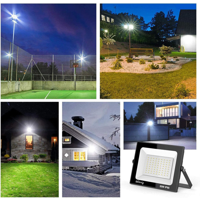 Bright LED Floodlight Outdoor, Warm White, Outdoor Floodlight, Super Bright 10000LM Floodlight, Outdoor Spotlight IP66 Waterproof, 3000K Outdoor Spotlight, Warm Spotlight for Garden, Garage, Yard (Warm White) (4pcs Warm White, 50W)