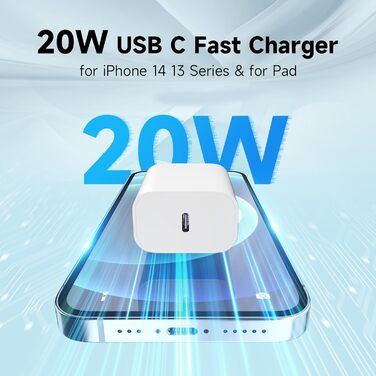 Зарядний пристрій 20W USB-C з кабелем Lightning для iPhone 14/13/12/11/X/XR/XS/Mini/SE - 2 шт, Швидка зарядка PD3.0, Білий