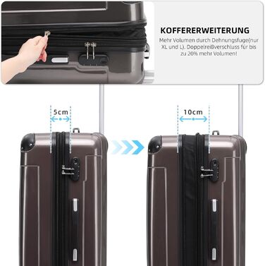 Чохол-валіза BEIBYE на 4 колесах, полікарбонат, 76 см, 110 л (Кофе)