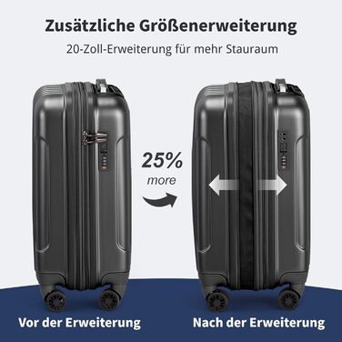 Набір валіз LALAHO 3 шт. з жорстким корпусом, великий дорожній набір валіз на колесах, ABS+PC, ручна поклажа, набір валіз з жорстким корпусом, м'ятно-зелений (чорний-2, набір валіз 2 шт.)