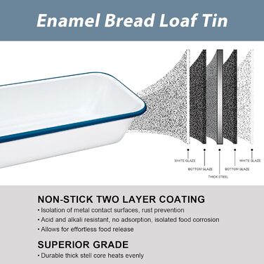 We bake bread loaf pan, enamel loaf pan, rectangular baking pan for cakes, toast bread, 32 x 13 x 7 cm