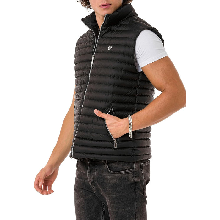 Чоловіча жилетка Redbridge з коміром-стійкою, модель Bubble Vest, колір чорний